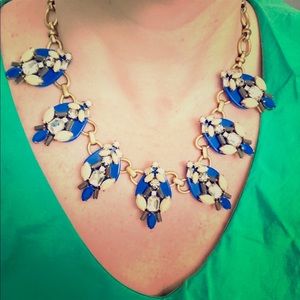 Jcrew cobalt blue and baby pink crystal necklace